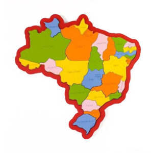 Quebra-Cabeça Mapa do Brasil - Regiões, Estados e Capitais em Madeira - NewArt